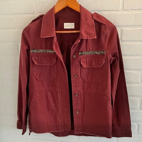 Vintage 1990s/Y2K Burgundy/Red wine Lightweight denim-like cotton Size XS - Picture 2 of 11